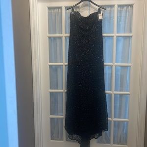 Beautiful Black Adrianna Papell strapless crunchy bead gown